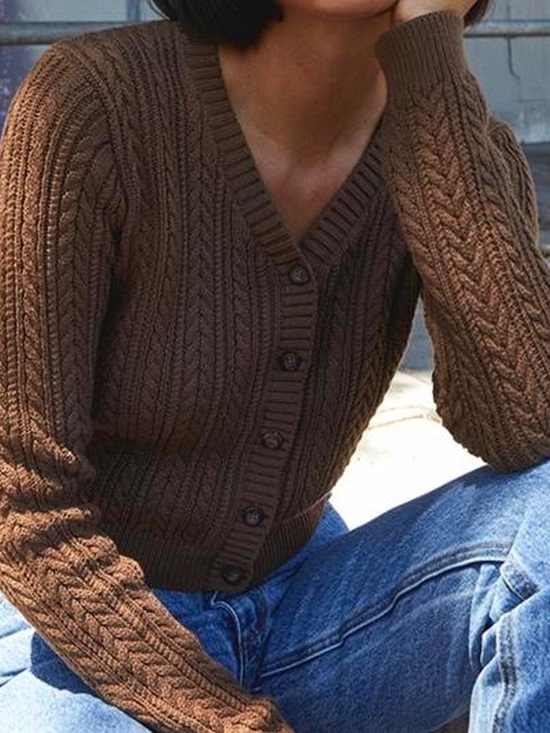 Brandy Melville Sweaters - Brandy Melville John Galt Brown Elizabeth Cable Knit Cardigan Sweater OS
